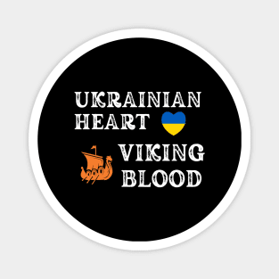 Ukrainian Heart Viking Blood. White text. Gift ideas for historical enthusiasts. Magnet